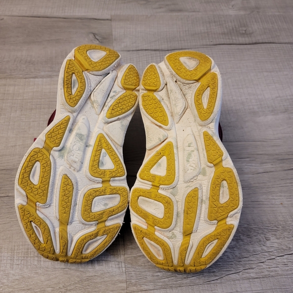 Hoka Women's Bondi 8 Running Shoes - Pink and Yellow - Picture 6 of 7